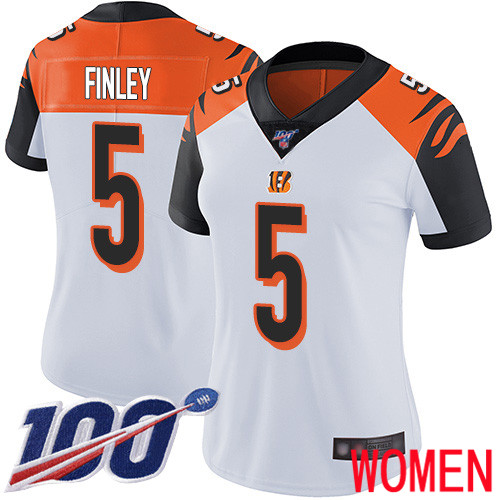 Cincinnati Bengals Limited White Women Ryan Finley Road Jersey NFL Footballl #5 100th Season Vapor Untouchable->youth nfl jersey->Youth Jersey